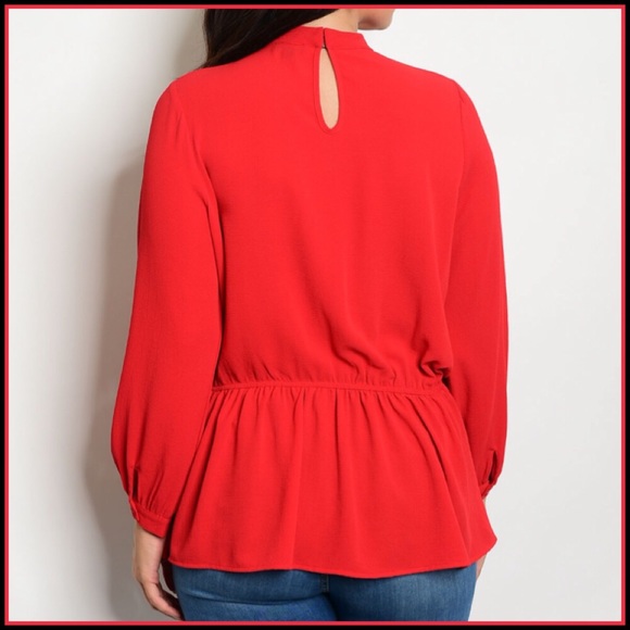 Best Seller Long Sleeve PLUS Choker Tunic Top - Picture 2 of 4